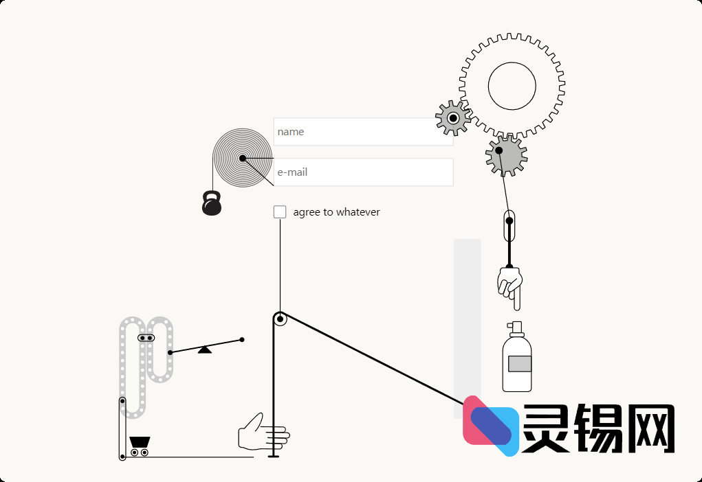 创意十足的动态登录页面HTML源码——小题大做版-灵锡网