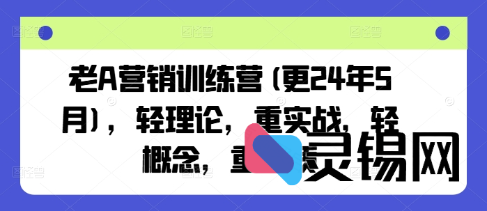 老A营销训练营(更25年4月)，轻理论，重实战，轻概念，重本质-灵锡网