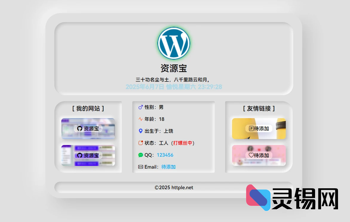 带点科技感 个人主页源码-灵锡网